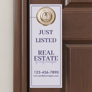 Modern Just Listed Lavender Real Estate Agent Door Hanger