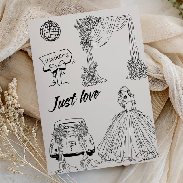 Modern Just Love Wedding Party-Minimalist Line Art Invitation (Creator Uploaded)