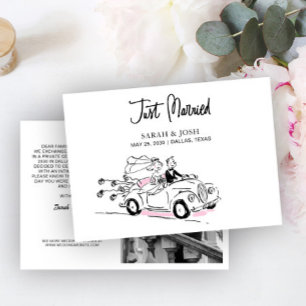 Modern Just Married Black & White Newly Weds Photo Invitation