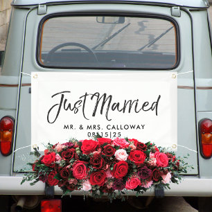 Modern Just Married Car Banner