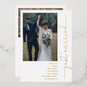 Modern Just Married Reception Only 2 Photo Gold