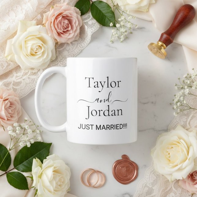 Modern "Just Married" Wedding Minimalist  Large Coffee Mug (Creator Uploaded)