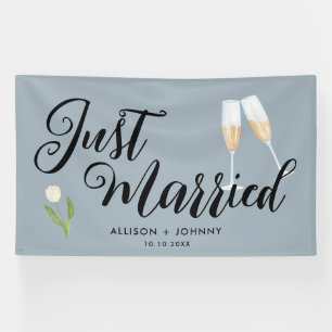 Modern Just Married Wedding Reception car Banner