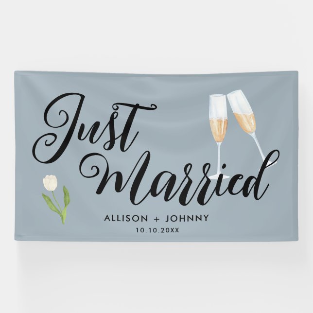 Modern Just Married Wedding Reception car Banner (Horizontal)