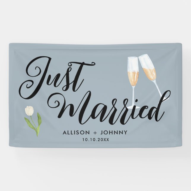 Modern Just Married Wedding Reception car Banner (Horizontal)