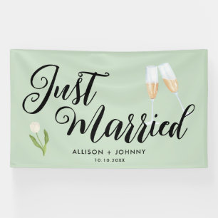 Modern Just Married Wedding Reception car Banner