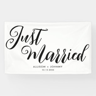 Modern Just Married Wedding Reception Simple Banner