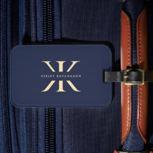 Modern K Logo Professional Monogram Dark Blue Luggage Tag