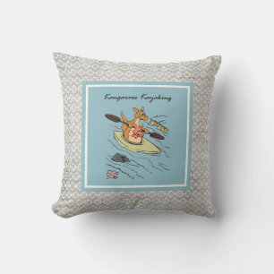 Modern Kangooroos Birth Baby Boy Blue Grey Cushion
