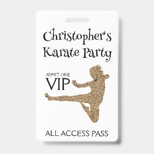 Modern Karate Party Kids Birthday VIP Pass Badge ID Badge