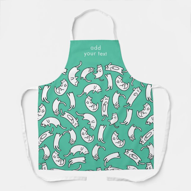 Modern Kawaii Funny Cute Cats Pattern Apron (Front)