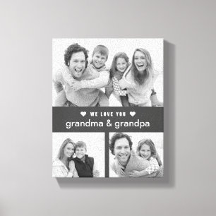 Modern Keepsake Black and White Photos Grandparent Canvas Print