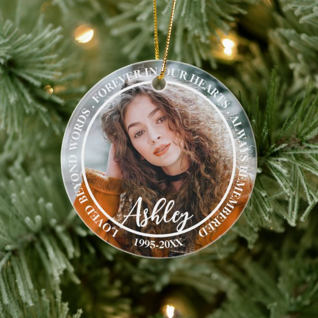 Modern Keepsake Custom Funeral Memorial Photo  Ceramic Tree Decoration (Tree)