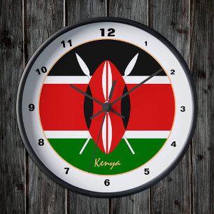 Modern Kenyan Flag, Kenya Home / design Round Clock