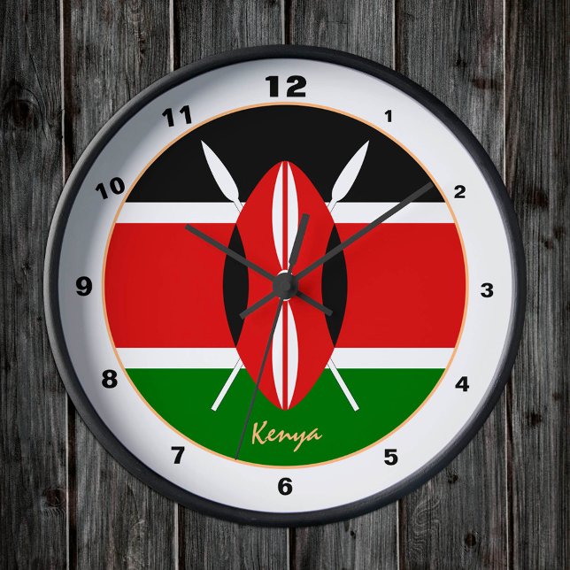 Modern Kenyan Flag, Kenya Home / design Round Clock (Creator Uploaded)