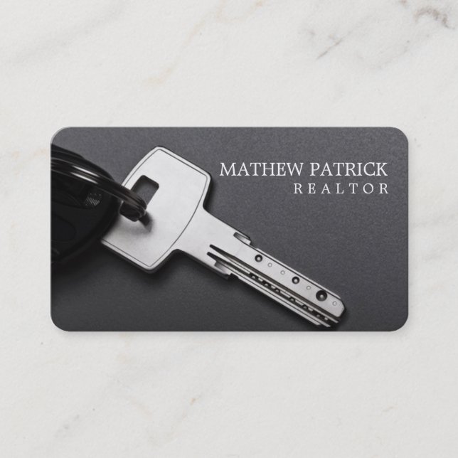 Modern Key Real Estate Realtor Business Card (Front)