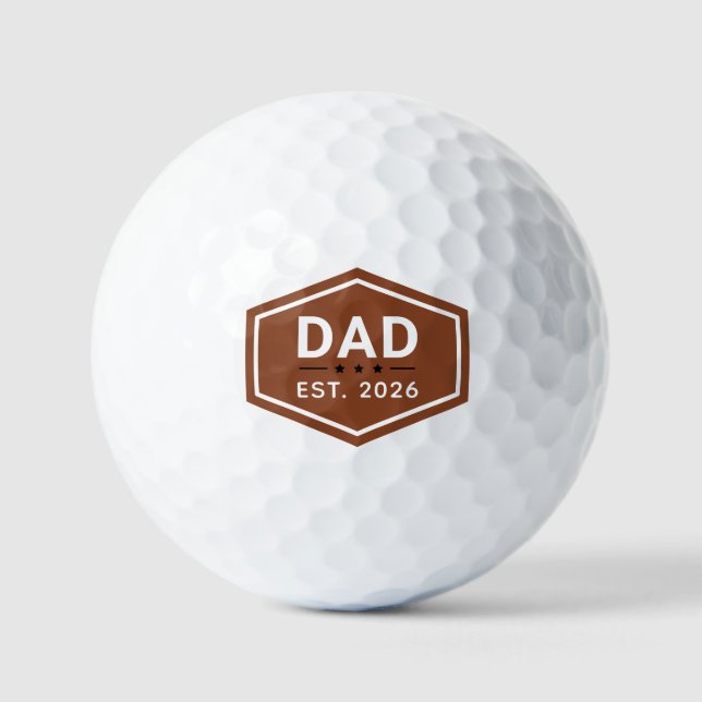 Modern Khaki Brown Dad Established Golf Balls (Front)
