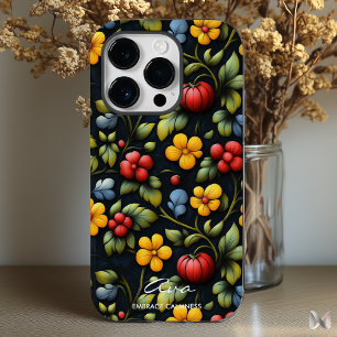 Modern Khokhloma Floral Pattern in Bold Colours iPhone 14 Pro Case