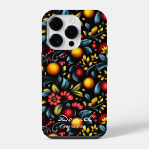 Modern Khokhloma Floral with a Vibrant Twist iPhone 14 Pro Case