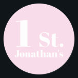 Modern Kids Birthday Custom name number light pink Classic Round Sticker<br><div class="desc">Modern Kids Birthday Custom name number light pink Classic Round Sticker,  Stickers.
available in many shapes</div>