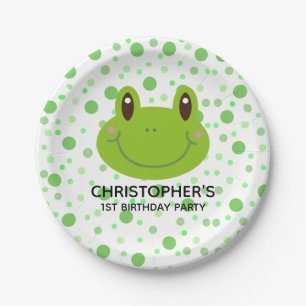 Modern Kids Frog Birthday Party Paper Plate