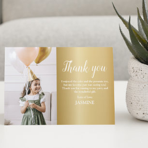 Modern Kids Gold Photo Thank You Card