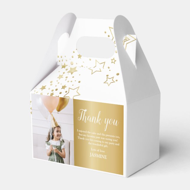 Modern Kids Gold Photo Thank You Favour Box (Front Side)