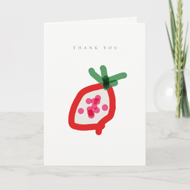 Modern Kids Hand Drawn Dragon Fruit Baby Shower Thank You Card (Front)