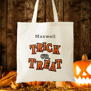 Modern Kids Happy Halloween Trick or Treat Candy Tote Bag