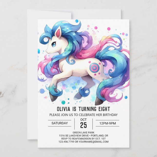 Modern Kids Horse Birthday Invitation (Front)