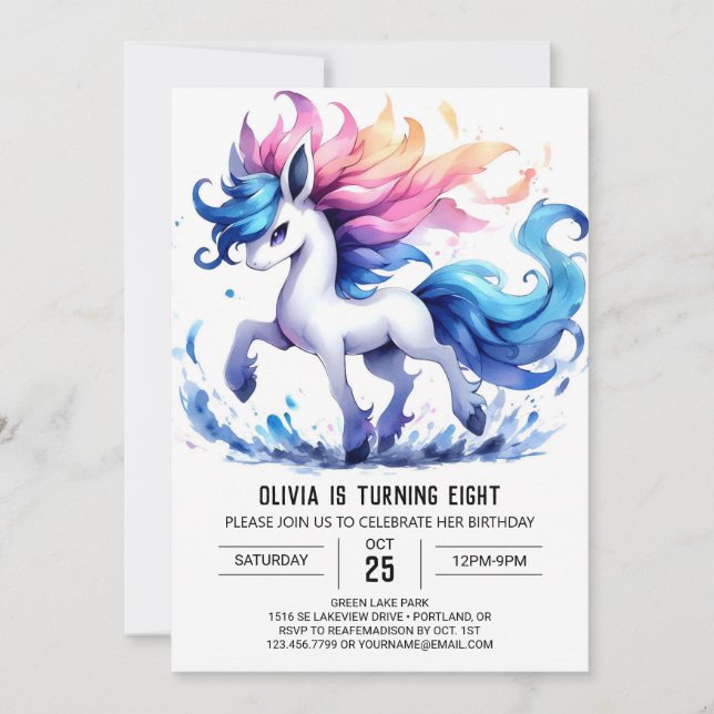 Modern Kids Horse Birthday Invitation (Front)