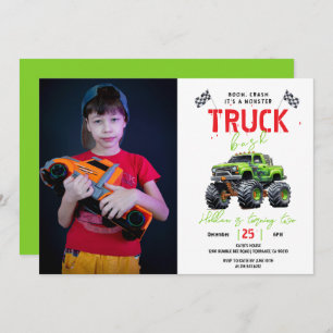 Modern Kids Monster Truck Birthday Party Invitation