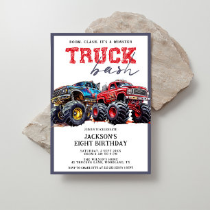 Modern Kids Monster Truck Birthday Party Invitation