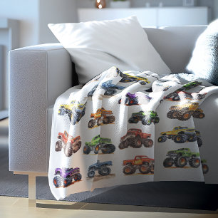 Modern Kids Monster Trucks Fleece Blanket