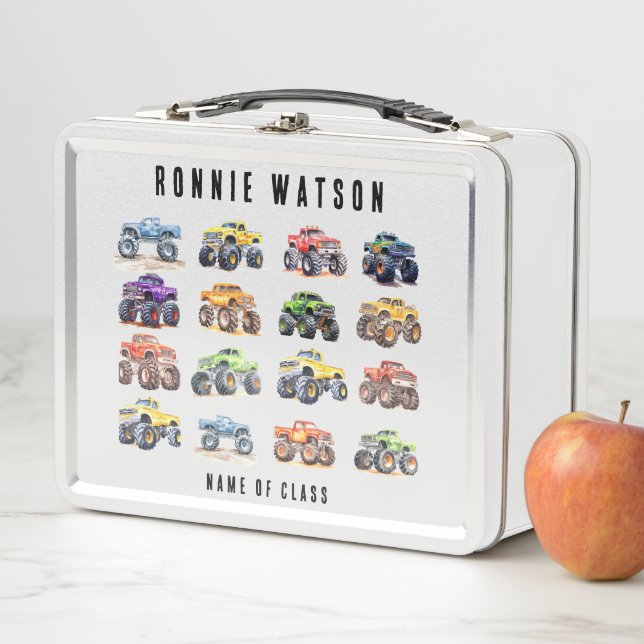 Modern Kids Monster Trucks Metal Lunch Box (In Situ)