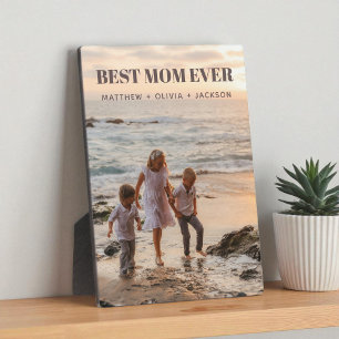 Modern Kids Names Personalized Best Mom Ever Photo Plaque