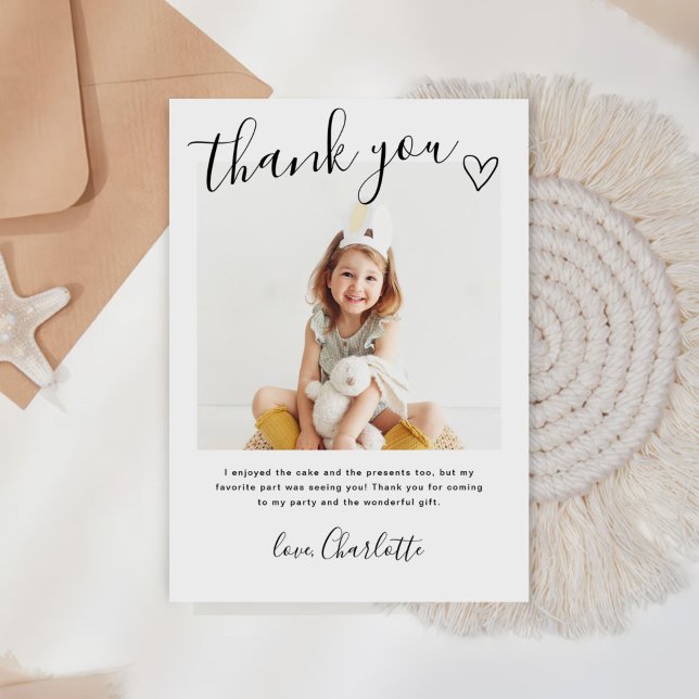 Modern Kids Photo Birthday  Thank You Card (Creator Uploaded)