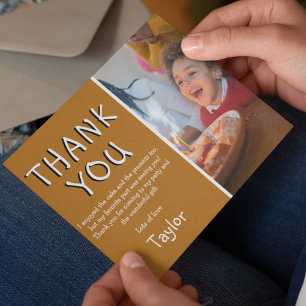 Modern Kids Photo Birthday Thank You Card