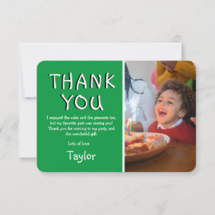 Modern Kids Photo Birthday Thank You Card