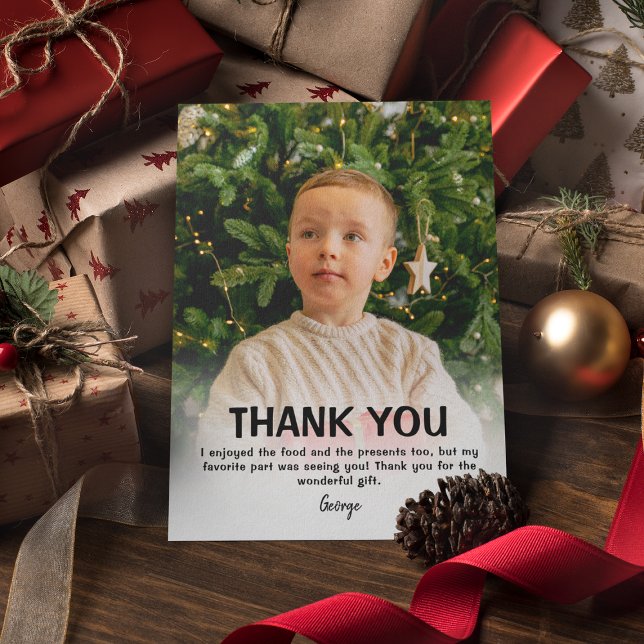 Modern Kids Photo Christmas | Thank You Card (Creator Uploaded)