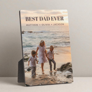 Modern Kids Photo Names Personalized Best Dad Ever Plaque