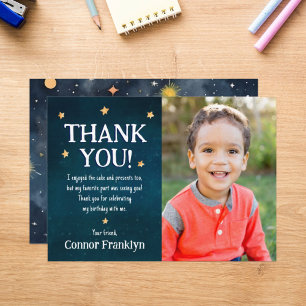 Modern Kids Photo Outer Space Stars Thank You Card