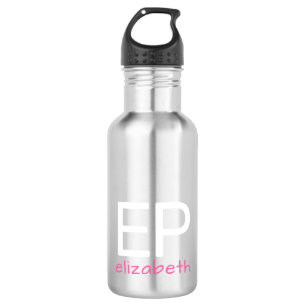 Modern Kids Pink Silver Personalised Small 532 Ml Water Bottle