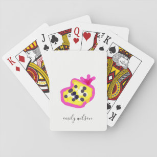Modern Kids Pink Yellow Hand Drawn Passion Fruit Playing Cards