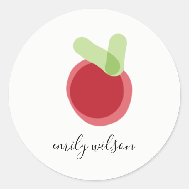 Modern Kids School Teacher Hand Drawn Apple  Classic Round Sticker (Front)
