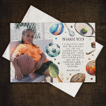 Modern Kids Sports Birthday Party<br><div class="desc">Themed birthday parties are becoming increasingly popular among parents and kids alike, however there’s a new trend emerging: sports. These sports themed birthday party thank you cards, featuring modern and playful watercolor images of sports balls, including tennis, football, basketball, rugby, hockey, table tennis, volley ball and also a lacrosse stick,...</div>