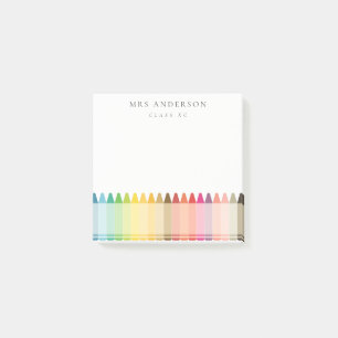 Modern Kids Teacher Colorful Rainbow Crayon Colors Post-it Notes