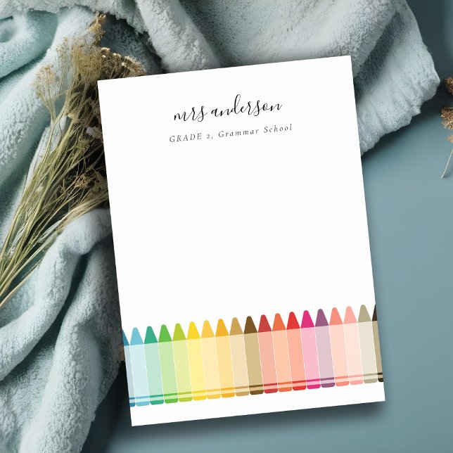 Modern Kids Teacher Colourful Rainbow Crayon Colou Card (Creator Uploaded)