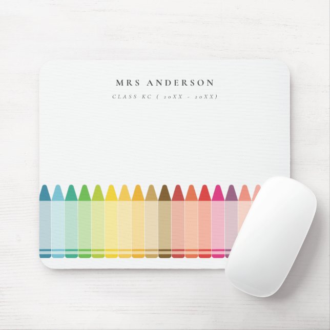 Modern Kids Teacher Colourful Rainbow Crayon Colou Mouse Pad (With Mouse)