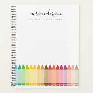 Modern Kids Teacher Colourful Rainbow Crayon Colou Planner